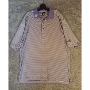 FootJoy, FJ, ProDry Mens Large Purple White Striped Golf Polo Arnold Palmer Logo
